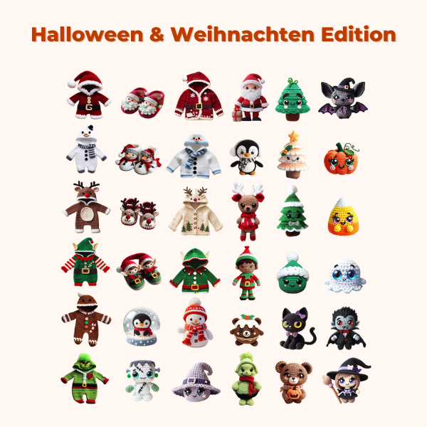 36-in-1 Häkelset: Halloween & Weihnachten Edition