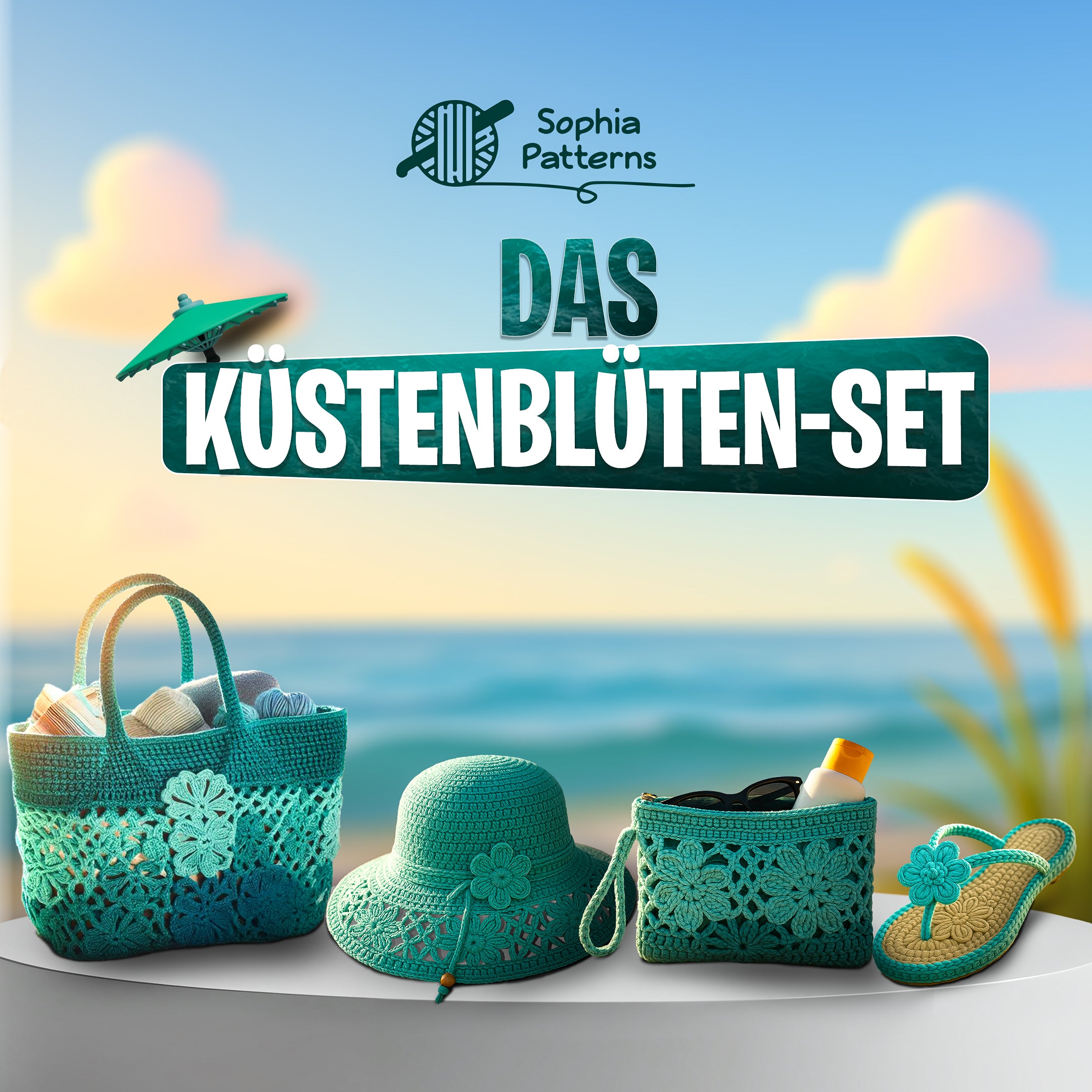 4 in 1: Das Coastal Bloom Set – Häkelanleitung