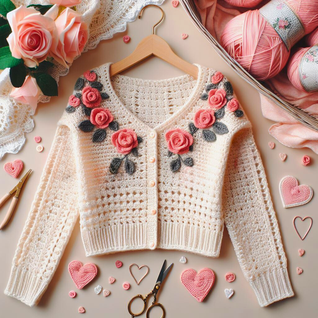 Alle Größen Rosy Cozy Cardigan – Häkelmuster