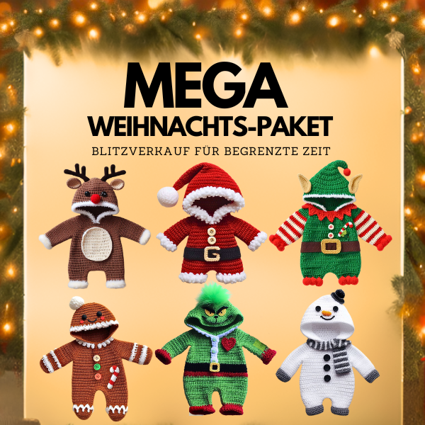 6 in 1: Mega Weihnachts Baby-Strampler Set – Häkelanleitung