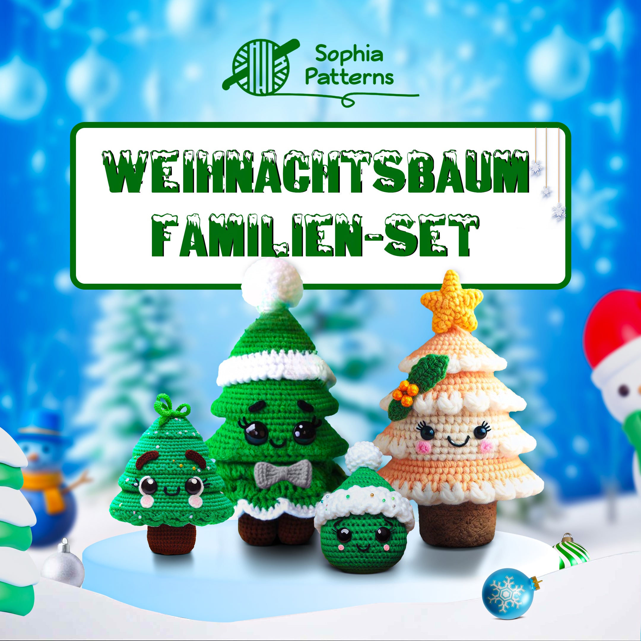 Weihnachtsbaum Familienset – Häkelanleitung